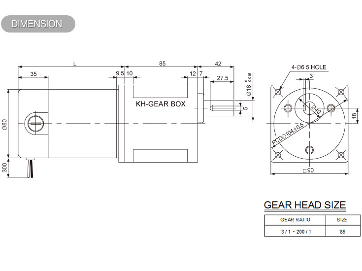 MODEL DG90(초강력형)  F012150 F024150 F090150 F090200 F180150 F180200 F180250  Rated Voltage  V 12 24 90 180  Rated Output  W 150 150 150 200 150 200 250  Rated Current  A 17.6 8.8 2.3 3.1 1.2 1.6 2.0  Rated Speed  r/min 15~1000  Rated Torque  kgf-cm 11.9~300 11.9~300 11.9~300 15.8~300 11.9~300 15.8~300 19.7~300  Weight  kg 4.6 4.7 4.6 5.4 4.5 4.9 5.4    L MODEL  141.5  F012060/ /F012090 / F024060 / F024090 / F090060 / F090090 / F180060 / F180090  159.5  F012120 / F024120 / F024150 / F090120 / F090150 / F180120 / F180150 / F180200  184.5  F012150 / F090200 / F180250 